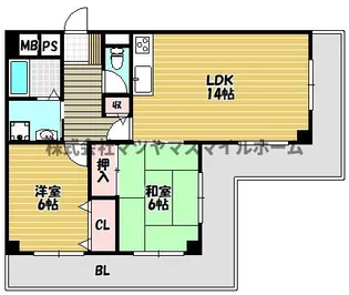 ルルド今米【402号室】の間取り
