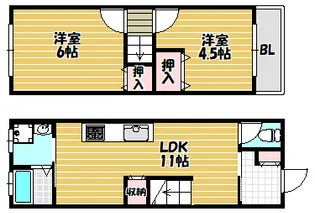 大阪府四條畷市大字清瀧3-16【一戸建】の間取り