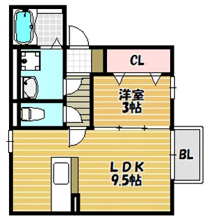 シェソワ四條畷【101号室】の間取り