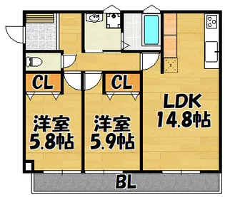 グロースハイツ新石切4【202号室】の間取り