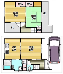 大阪府大東市幸町5-52【一戸建】の間取り