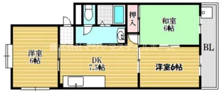 オオニシハイツ【3階】の間取り
