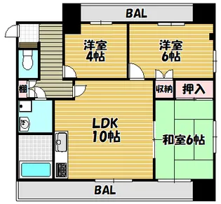 シンフォニーレジデンス石切【3C号室】の間取り