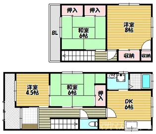 大阪府東大阪市水走2丁目14-7【一戸建】の間取り