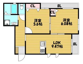 エスポワール鴻池【102号室】の間取り