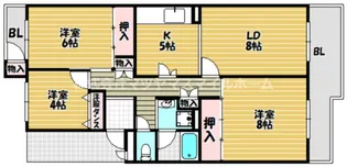 住道駅前住宅8号棟【502号室】の間取り