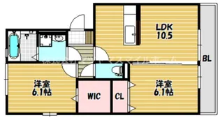 グレース中谷B棟【201号室】の間取り