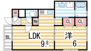 アムールLUSTER【208号室】の間取り