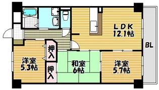 ヴェルデュール石切【303号室】の間取り