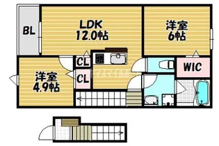 フォーチュンレングス【202号室】の間取り