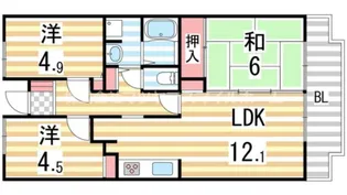 グリーンヴィラ御領【101号室】の間取り