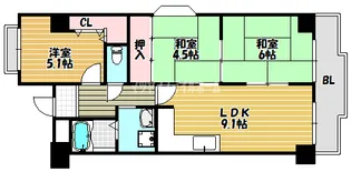 サンマンション楠公【401号室】の間取り