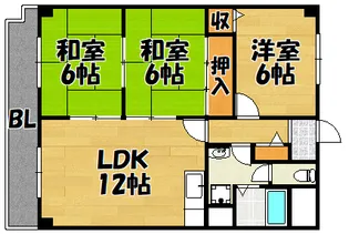 グランドール新石切【103号室】の間取り