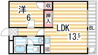 松栄畷ハイツ【208号室】の間取り