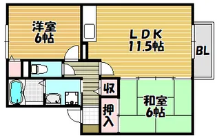 サンメゾン塚脇【202号室】の間取り