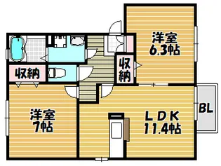 エーデルハイムC棟【202号室】の間取り