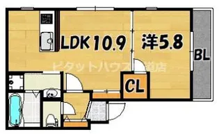 QREALL野崎【201号室】の間取り