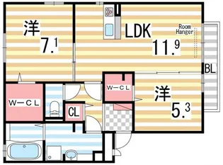 レジェンド深野【205号室】の間取り