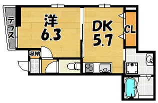 XEVOGRANWOODAGAWA【102号室】の間取り