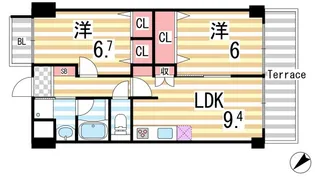 ウィステリア古箕輪【105号室】の間取り