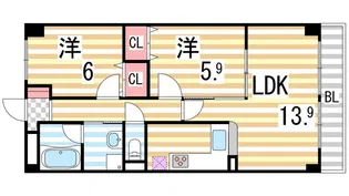 ファインコート鴻池南館【802号室】の間取り
