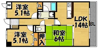 プランテーム吉田【402号室】の間取り