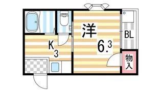 クワイエット四條畷【203号室】の間取り
