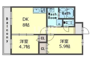 プラシド七瀬川の間取り