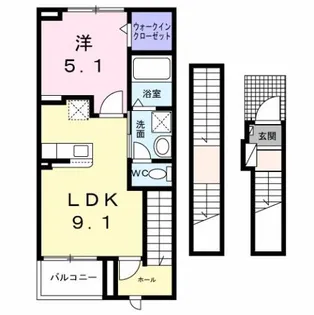 ヒカルサ甲府住吉サウス【303号室】の間取り