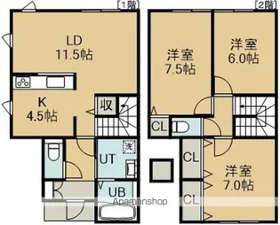 リビングタウン石川C棟【1階】の間取り