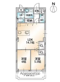 ローズビル上町【5階】の間取り