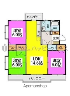 サンハイツ塔原【4階】の間取り