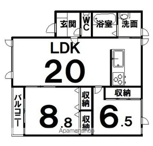 バップバーレンK館【303号室】の間取り