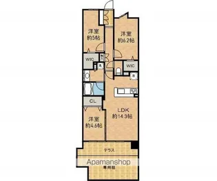 デュオヒルズ日根野ザ・プレミアム【1階】の間取り