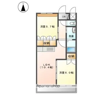 サンシャインガーデンTonami【203号室】の間取り