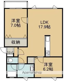 2LDKの間取り画像