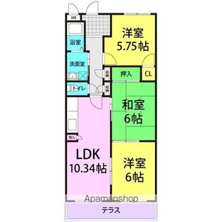 エクレール東園田【302号室】の間取り