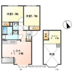 グネシィ ケント(GUNECY KENT)【2階】の間取り
