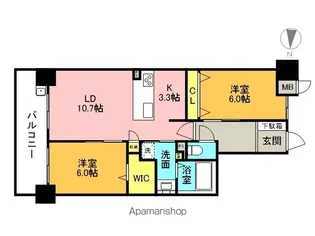 アルファスマート丸亀中府【702号室】の間取り