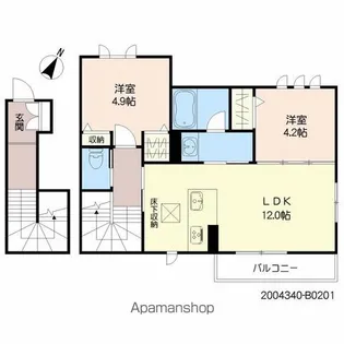 エンゼルハイム 8号館【B201号室】の間取り