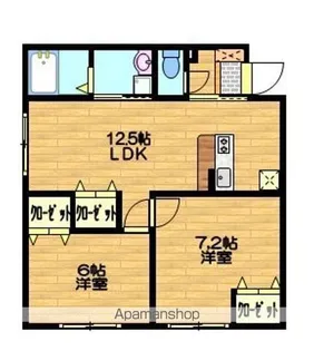 クラージュ春日【201号室】の間取り