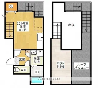 MAISONETIC大学病院東【201号室号室】の間取り