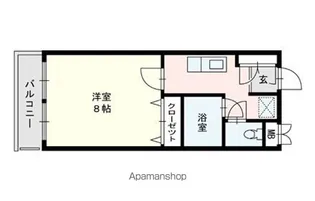 Mフラット筥崎宮前【304号室号室】の間取り