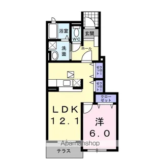 ラシーヌ大刀洗参番館【1階】の間取り