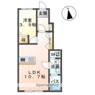 仮)白河中山下アパートB【107号室】の間取り