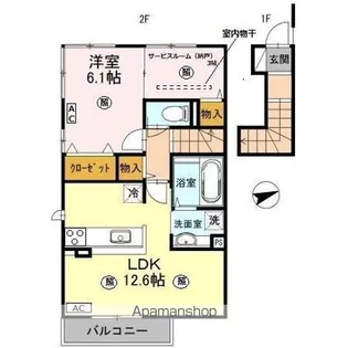 ヴィラアヴェニューセレーネ B棟【2階】の間取り