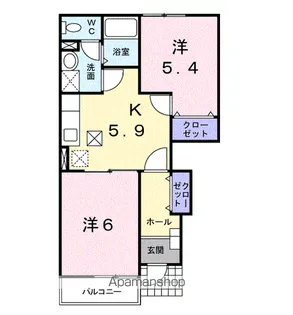 エヴァーグリーン【1階】の間取り