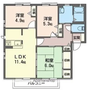 グランシャリオ F棟【201号室】の間取り