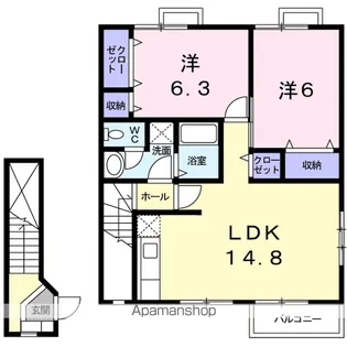 ドゥー ベルジュ A【2階】の間取り