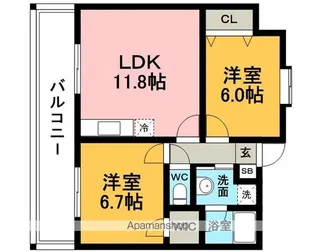 コンフォート二又瀬【702・号室】の間取り